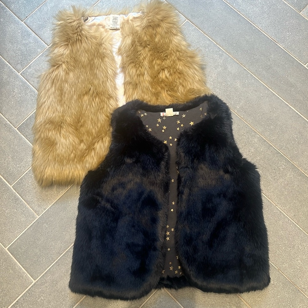 Pair of adorable crewcuts faux fur vests! - Picture 1 of 3